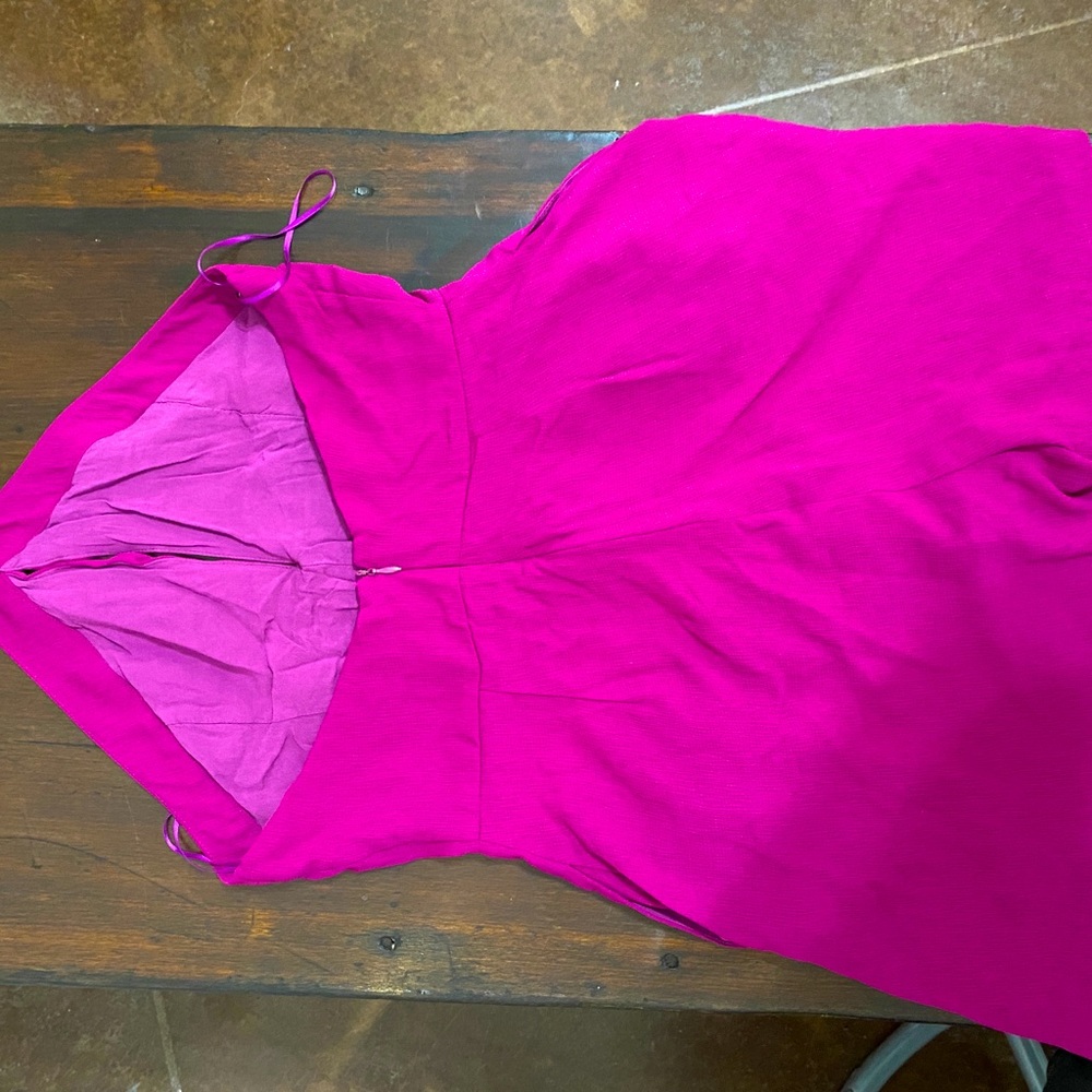 Hot pink zip up romper with pockets